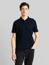TOM TAILOR DENIM Herren Piqué Poloshirt aus Baumwolle, blau, Uni – Bild 4