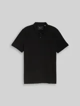 TOM TAILOR DENIM Herren Piqué Poloshirt aus Baumwolle, schwarz, Uni – Bild 3