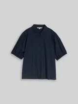 TOM TAILOR DENIM Damen Bluse mit Stickerei, blau, Uni – Bild 3