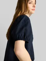 TOM TAILOR DENIM Damen Bluse mit Stickerei, blau, Uni – Bild 6