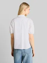 TOM TAILOR DENIM Damen Bluse mit Stickerei, weiß, Uni – Bild 5