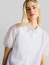 TOM TAILOR DENIM Damen Bluse mit Stickerei, weiß, Uni – Bild 6