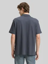 TOM TAILOR DENIM Herren Relaxed Fit Poloshirt mit Reißverschluss, grau, Uni – Bild 5