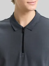 TOM TAILOR DENIM Herren Relaxed Fit Poloshirt mit Reißverschluss, grau, Uni – Bild 6
