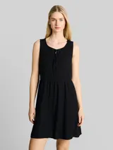 TOM TAILOR DENIM Damen Mini-Kleid mit Leinenanteil, schwarz, Uni – Bild 4