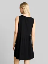 TOM TAILOR DENIM Damen Mini-Kleid mit Leinenanteil, schwarz, Uni – Bild 5