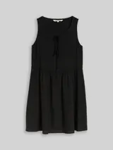 TOM TAILOR DENIM Damen Mini-Kleid mit Leinenanteil, schwarz, Uni – Bild 3