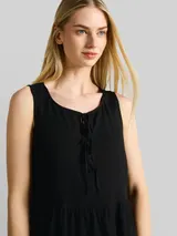 TOM TAILOR DENIM Damen Mini-Kleid mit Leinenanteil, schwarz, Uni – Bild 6