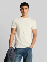 TOM TAILOR DENIM Herren Slim Fit T-Shirt aus Baumwolle, weiß, Uni – Bild 4