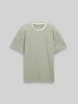 TOM TAILOR DENIM Herren Relaxed Fit Piqué T-Shirt, grün, Meliert – Bild 3