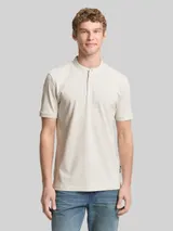 TOM TAILOR DENIM Herren Piqué Poloshirt mit Stehkragen, weiß, Uni – Bild 4