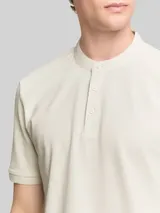TOM TAILOR DENIM Herren Piqué Poloshirt mit Stehkragen, weiß, Uni – Bild 6
