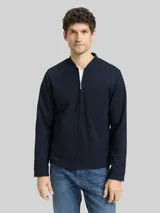 TOM TAILOR Herren Piqué Bomberjacke mit Eingriffstaschen, blau, Uni – Bild 4