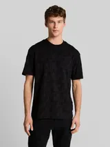 TOM TAILOR DENIM Herren Relaxed Fit T-Shirt mit Palmenprint, schwarz, Palmenprint – Bild 4