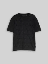 TOM TAILOR DENIM Herren Relaxed Fit T-Shirt mit Palmenprint, schwarz, Palmenprint – Bild 3