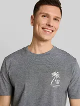 TOM TAILOR DENIM Herren T-Shirt mit Palmenprint, schwarz, Uni – Bild 6