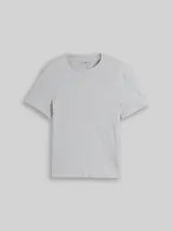 TOM TAILOR DENIM Herren Slim Fit T-Shirt mit Rippstruktur, grau, Meliert – Bild 3