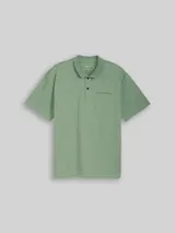 TOM TAILOR DENIM Herren Relaxed Fit Poloshirt aus Baumwolle, grün, Uni – Bild 3