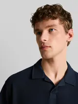 TOM TAILOR DENIM Herren Relaxed Fit Resort Poloshirt mit Waffelstruktur, blau, Uni – Bild 6
