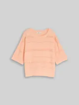 TOM TAILOR DENIM Damen Relaxed Fit Strickpullover mit Lochmuster, orange, Uni – Bild 3