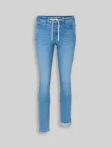 TOM TAILOR Damen TTMAYA TAPERED Stretch Jeans mit Kordelzug, blau, Uni – Bild 3