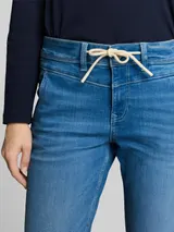 TOM TAILOR Damen TTMAYA TAPERED Stretch Jeans mit Kordelzug, blau, Uni – Bild 6