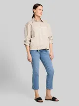 TOM TAILOR Damen TTLENE SLIM CROPPED Stretch Jeans mit Bindegürtel, blau, Uni – Bild 4