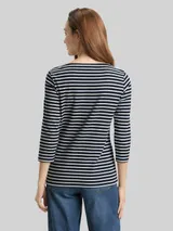 TOM TAILOR Damen Langarmshirt mit Streifenmuster, blau, Gestreift – Bild 5