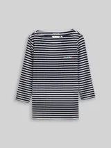 TOM TAILOR Damen Langarmshirt mit Streifenmuster, blau, Gestreift – Bild 3