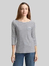 TOM TAILOR Damen Langarmshirt mit Streifenmuster, weiß, Gestreift – Bild 4