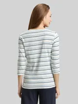 TOM TAILOR Damen Langarmshirt mit Streifenmuster, grün, Gestreift – Bild 5