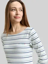 TOM TAILOR Damen Langarmshirt mit Streifenmuster, grün, Gestreift – Bild 6
