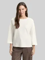 TOM TAILOR Damen Langarmshirt mit Knopf-Details, weiß, Uni – Bild 4
