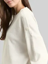 TOM TAILOR Damen Langarmshirt mit Knopf-Details, weiß, Uni – Bild 6