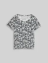 TOM TAILOR Damen Crinkle T-Shirt mit Muster, blau, Gemustert – Bild 3