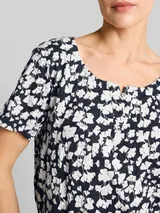 TOM TAILOR Damen Crinkle T-Shirt mit Muster, blau, Gemustert – Bild 6