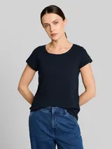 TOM TAILOR Damen T-Shirt aus Baumwolle, blau, Uni – Bild 4