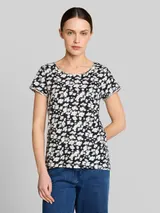 TOM TAILOR Damen T-Shirt aus Baumwolle, blau, Gemustert – Bild 4
