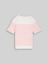 TOM TAILOR Damen T-Shirt mit Streifenmuster, weiß, Uni – Bild 3