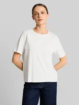 TOM TAILOR Damen T-Shirt aus Baumwolle, weiß, Uni – Bild 4