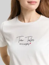 TOM TAILOR Damen T-Shirt mit Logo-Print, weiß, Uni – Bild 6