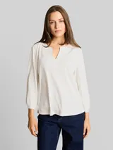 TOM TAILOR Damen Langarmshirt mit Raffungen, weiß, Uni – Bild 4