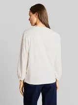 TOM TAILOR Damen Langarmshirt mit Raffungen, weiß, Uni – Bild 5