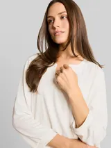 TOM TAILOR Damen Langarmshirt mit Raffungen, weiß, Uni – Bild 6