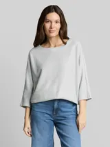 TOM TAILOR Damen Langarmshirt mit Fledermausärmeln, blau, Meliert – Bild 4