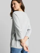 TOM TAILOR Damen Langarmshirt mit Fledermausärmeln, blau, Meliert – Bild 6