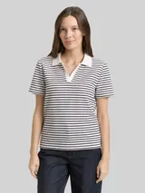 TOM TAILOR Damen Poloshirt mit Streifenmuster, blau, Gestreift – Bild 4