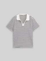 TOM TAILOR Damen Poloshirt mit Streifenmuster, blau, Gestreift – Bild 3