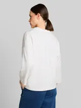 TOM TAILOR Damen Loose Fit Scuba Langarmshirt mit Polokragen, weiß, Uni – Bild 5