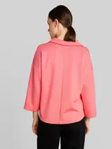 TOM TAILOR Damen Loose Fit Scuba Langarmshirt mit Polokragen, rosa, Uni – Bild 5